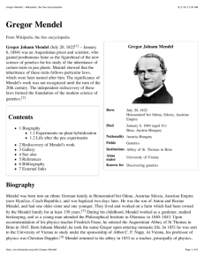 Gregor Mendel - Wikipedia, the free encyclopedia