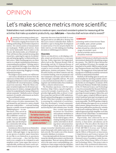 OPINION -- Let's make science metrics more scientific