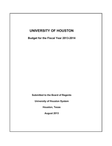 UH Plan and Budget for 2014 - University of Houston System