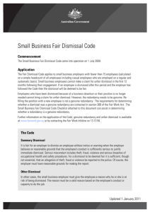 Small Business Fair Dismissal Code 2011