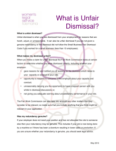 What is Unfair Dismissal? - Womens Legal Service Tasmania
