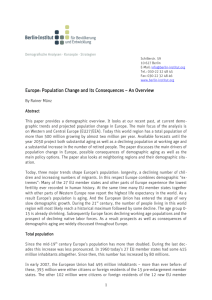 Europe: Population Change and its Consequences – An Overview