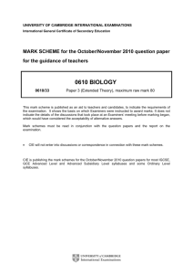 0610 biology - Past Papers | GCE Guide