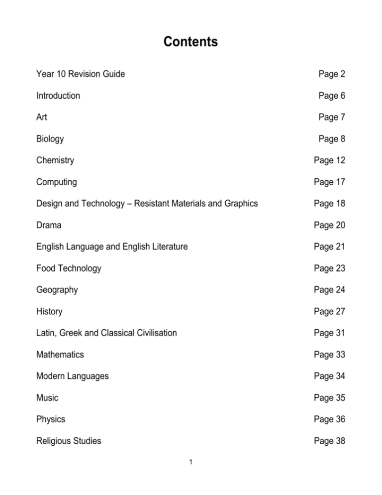 Year 10 Revision Guide