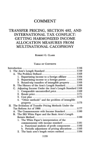 Transfer Pricing, Section 482, and International Tax Conflict