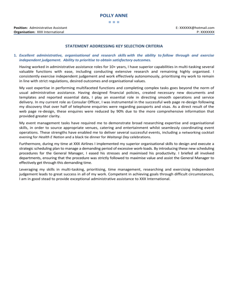 Examples Of Selection Criteria Strategic Management L Vrogue co