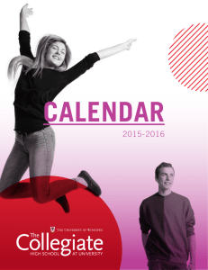 Academic Calendar  - Collegiate , The University of Winnipeg