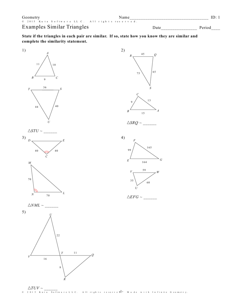 Infinite Geometry Examples Similar Triangles