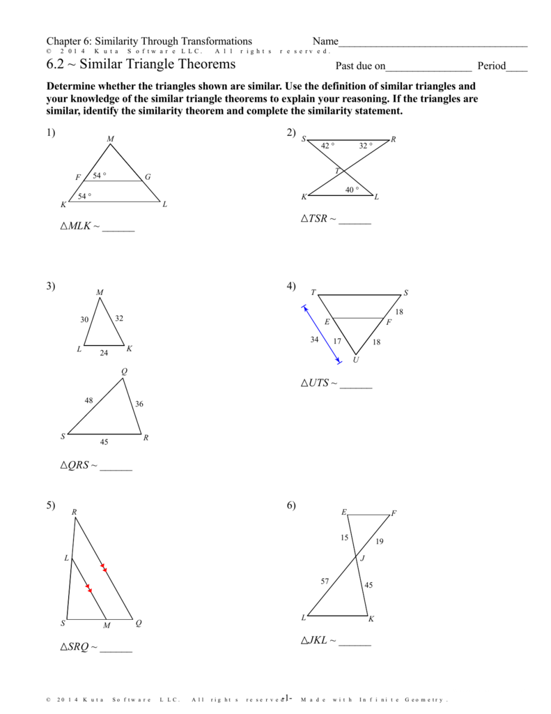 Similar Triangles Proportions Worksheet