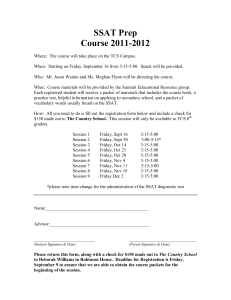 SSAT Prep Course 2011-2012