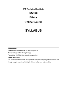 Curriculum Cover Sheet - ITT Online