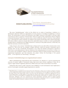 whistleblowing - Dictionnaire encyclopédique de l'administration