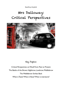 RE - Mrs Dalloway - Critical Contexts (Lecture Handout)