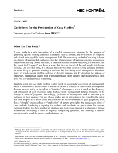 Guidelines for the Production of Case Studies