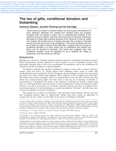The law of gifts, conditional donation and biobanking