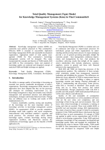 Total Quality Management (Tqm) Model for Knowledge