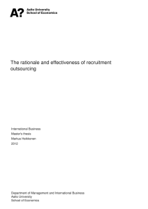 The rationale and effectiveness of recruitment outsourcing
