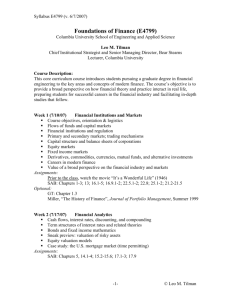 Syllabus E4799 - Department of Industrial Engineering & Operations