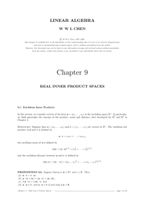 Chapter 9 : Real Inner Product Spaces