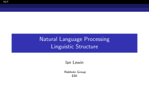 Natural Language Processing Linguistic Structure