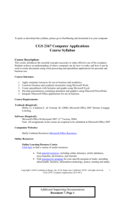 CGS 2167 Computer Applications Course Syllabus
