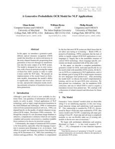 A Generative Probabilistic OCR Model for NLP Applications