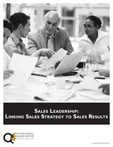 Sales Leadership: LInking Sales Strategy to Sales Results