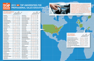 2013 TOP UNIVERSITIES FOR PROFESSIONAL SALES EDUCATION