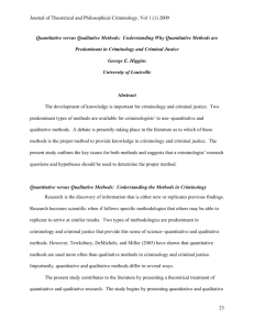 Journal of Theoretical and Philosophical Criminology, Vol 1 (1) 2009