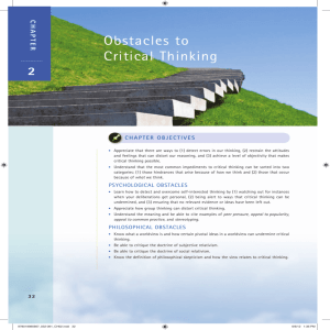 Obstacles to Critical Thinking