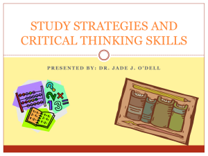 Study Strategies and Critical Thinking Skills PowerPoint