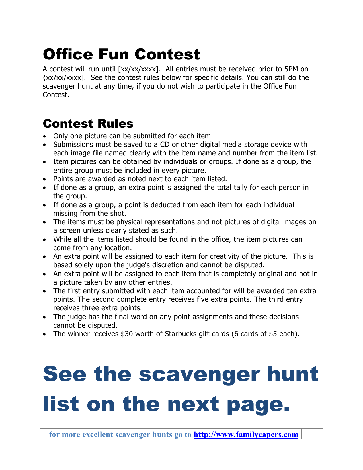 Safety Scavenger Hunt Ideas