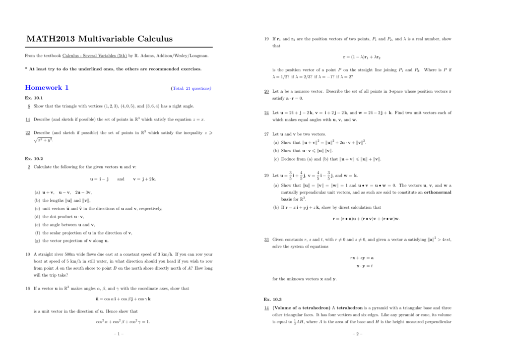 Math13 Multivariable Calculus