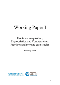 Working Paper on Evictions, Acquisition, Expropriation and