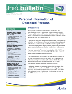 FOIP Bulletin No. 15: Personal Information of Deceased Persons