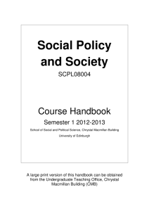 Social Policy and Society - School of Social and Political Science