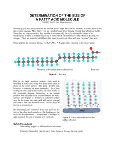 DETERMINATION OF THE SIZE OF A FATTY ACID MOLECULE