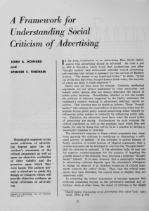 A Framework for Understanding Social Criticism of Advertising