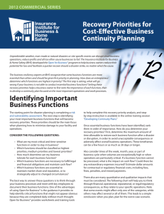 Identifying Important Business Functions Recovery Priorities for Cost