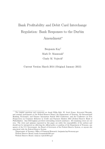 Bank Profitability and Debit Card Interchange Regulation: Bank