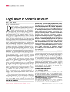 Legal Issues in Scientific Research