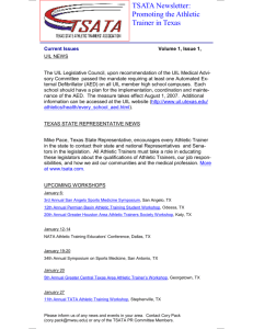 TSATA Newsletter - Texas State Athletic Trainers' Association