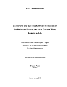 Barriers to the Successful Implementation of the Balanced Scorecard