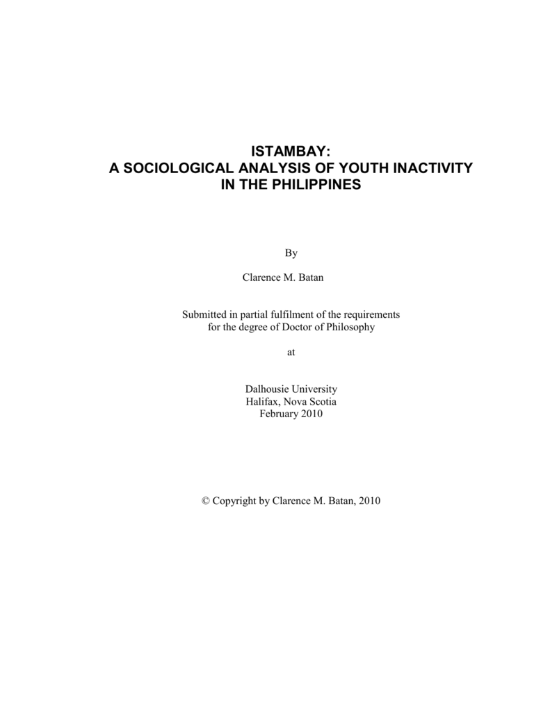Istambay A Sociological Analysis Of Youth Inactivity In The Philippines