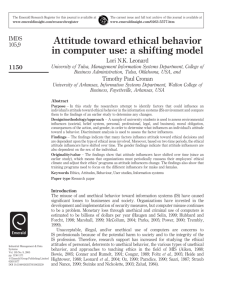 Attitude toward ethical behavior in computer use: a shifting model