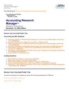 Accounting Research ManagerTM Weekly Summary