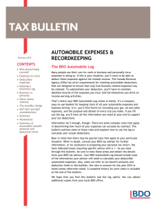 Tax Bulletin - Automobile Expenses and
