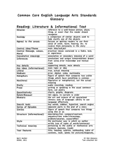Common Core English Language Arts Standards Glossary Reading