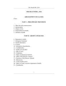 THE HEALTH BILL, 2014 - University Health Services