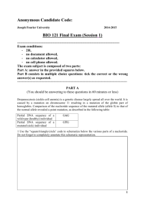 Anonymous Candidate Code: BIO 121 Final Exam (Session 1)